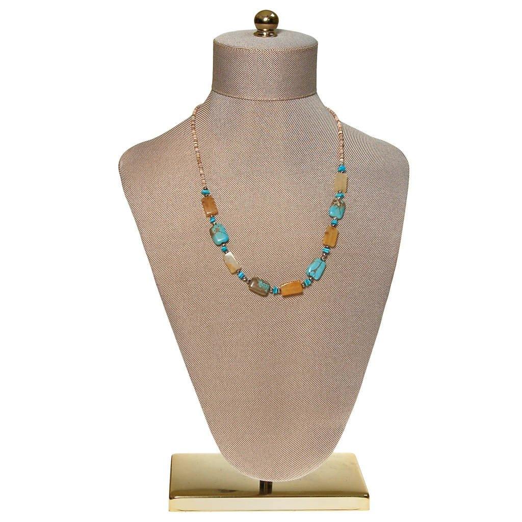 Rutilated Quartz, Shell, and Turquoise Bead Necklace by unsigned - Vintage Meet Modern Vintage Jewelry - Chicago, Illinois - #oldhollywoodglamour #vintagemeetmodern #designervintage #jewelrybox #antiquejewelry #vintagejewelry