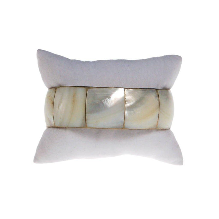 Mother of Pearl Brass Bangle Bracelet by 1970s - Vintage Meet Modern Vintage Jewelry - Chicago, Illinois - #oldhollywoodglamour #vintagemeetmodern #designervintage #jewelrybox #antiquejewelry #vintagejewelry