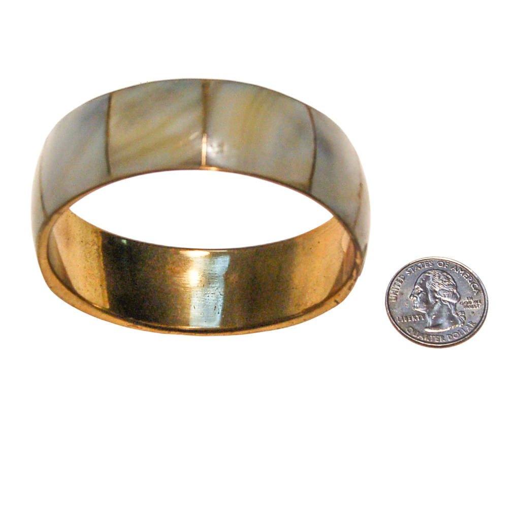 Mother of Pearl Brass Bangle Bracelet by 1970s - Vintage Meet Modern Vintage Jewelry - Chicago, Illinois - #oldhollywoodglamour #vintagemeetmodern #designervintage #jewelrybox #antiquejewelry #vintagejewelry