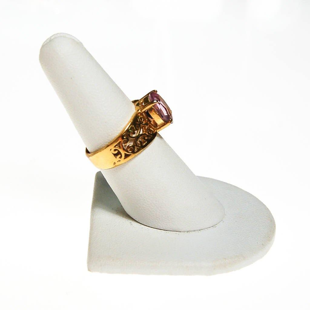 Oval Amethyst Ring, 18kt Gold Plated Band, Filigree Detail by unsigned - Vintage Meet Modern Vintage Jewelry - Chicago, Illinois - #oldhollywoodglamour #vintagemeetmodern #designervintage #jewelrybox #antiquejewelry #vintagejewelry