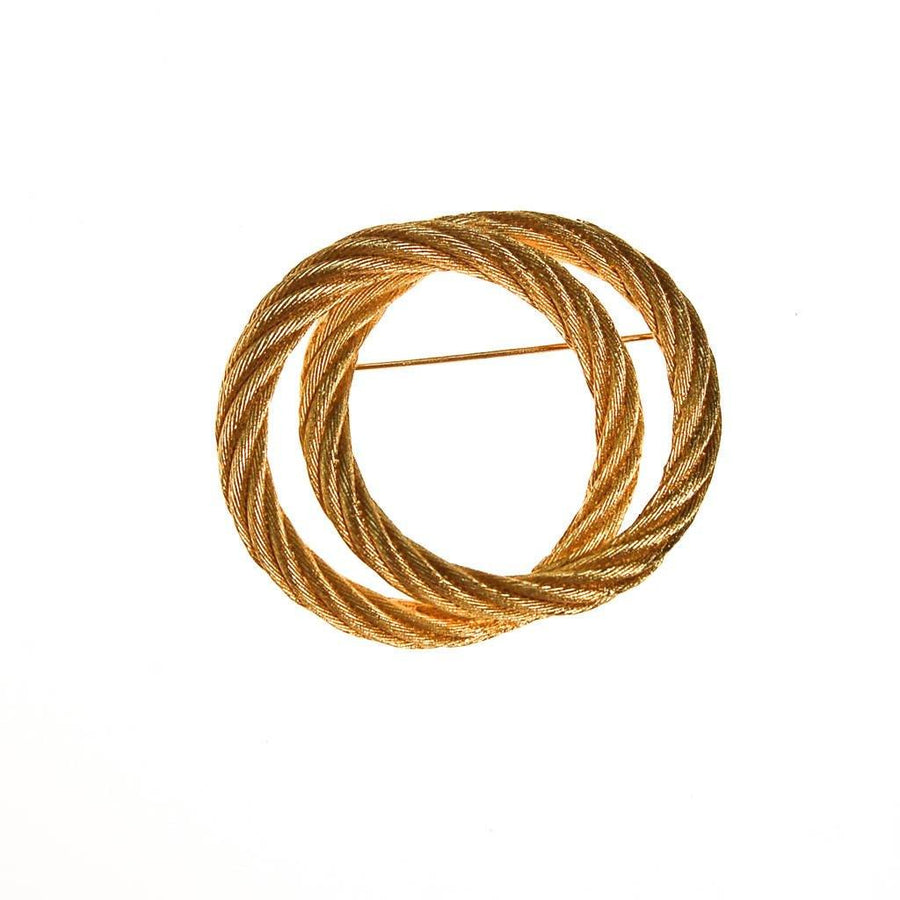 Christian Dior Gold Cable Interlocking Circle Brooch by Christian Dior - Vintage Meet Modern Vintage Jewelry - Chicago, Illinois - #oldhollywoodglamour #vintagemeetmodern #designervintage #jewelrybox #antiquejewelry #vintagejewelry