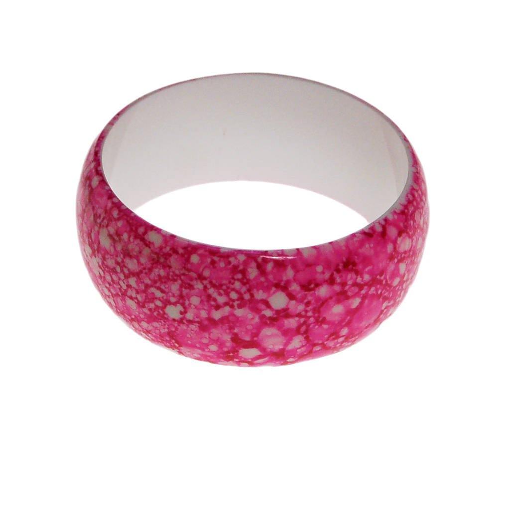 Pink and White Speckled Wide Bangle Bracelet by 1980s - Vintage Meet Modern Vintage Jewelry - Chicago, Illinois - #oldhollywoodglamour #vintagemeetmodern #designervintage #jewelrybox #antiquejewelry #vintagejewelry