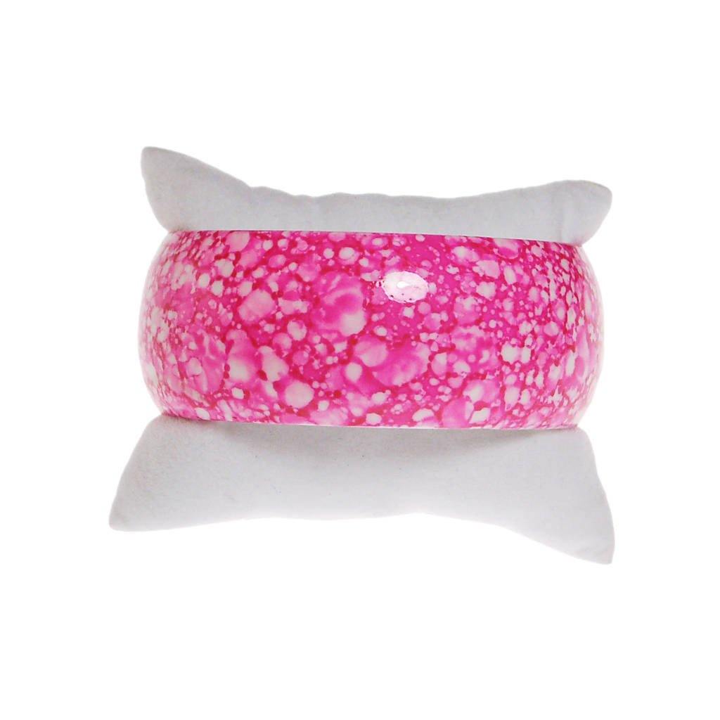 Pink and White Speckled Wide Bangle Bracelet