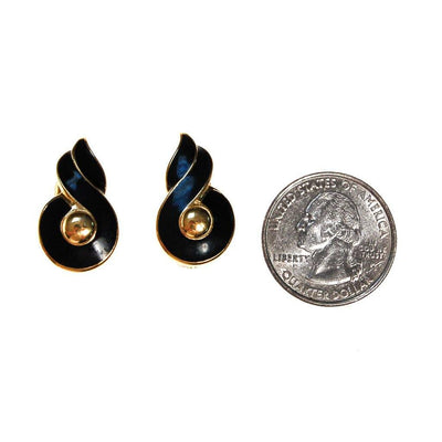 Black and Gold Clip earrings by Monet by Monet - Vintage Meet Modern Vintage Jewelry - Chicago, Illinois - #oldhollywoodglamour #vintagemeetmodern #designervintage #jewelrybox #antiquejewelry #vintagejewelry
