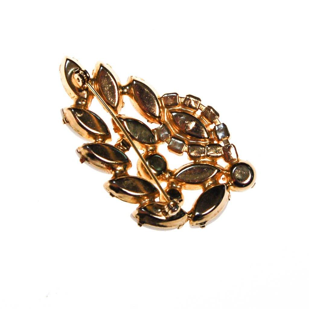 White Milk Glass and Rhinestone Brooch by 1950s - Vintage Meet Modern Vintage Jewelry - Chicago, Illinois - #oldhollywoodglamour #vintagemeetmodern #designervintage #jewelrybox #antiquejewelry #vintagejewelry