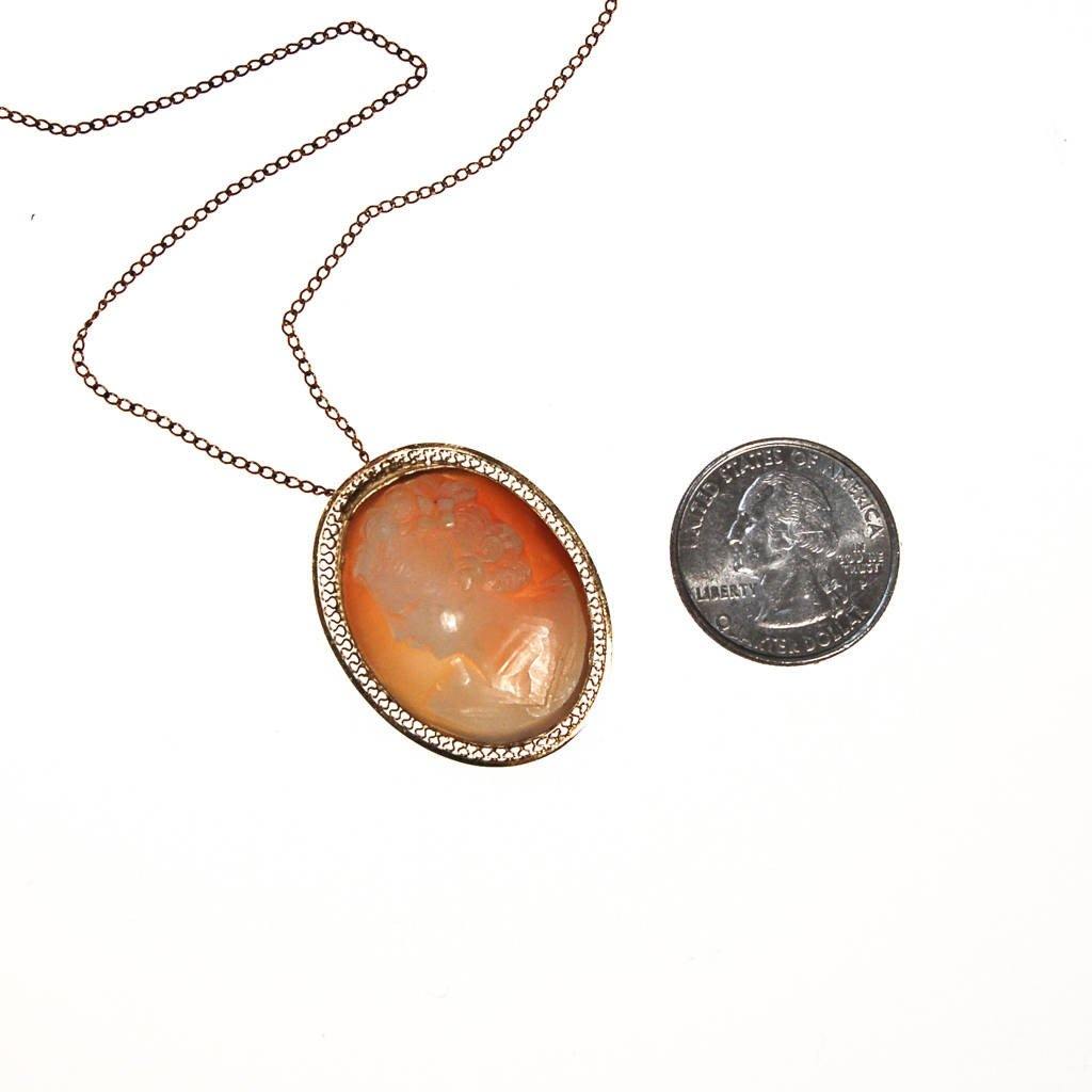 Carved Shell Cameo Pendant Necklace, Oval Shape by unsigned - Vintage Meet Modern Vintage Jewelry - Chicago, Illinois - #oldhollywoodglamour #vintagemeetmodern #designervintage #jewelrybox #antiquejewelry #vintagejewelry