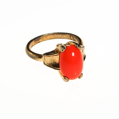 Vogue Vintage Coral Cabochon Statement Ring by Vogue - Vintage Meet Modern Vintage Jewelry - Chicago, Illinois - #oldhollywoodglamour #vintagemeetmodern #designervintage #jewelrybox #antiquejewelry #vintagejewelry