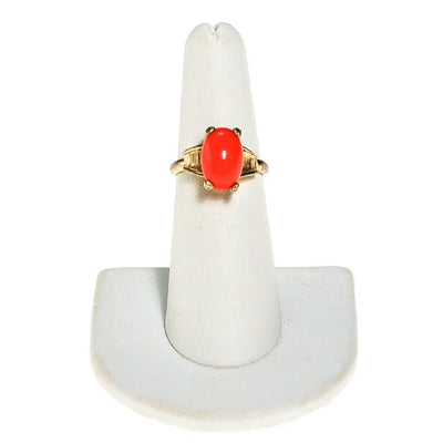 Vogue Vintage Coral Cabochon Statement Ring by Vogue - Vintage Meet Modern Vintage Jewelry - Chicago, Illinois - #oldhollywoodglamour #vintagemeetmodern #designervintage #jewelrybox #antiquejewelry #vintagejewelry