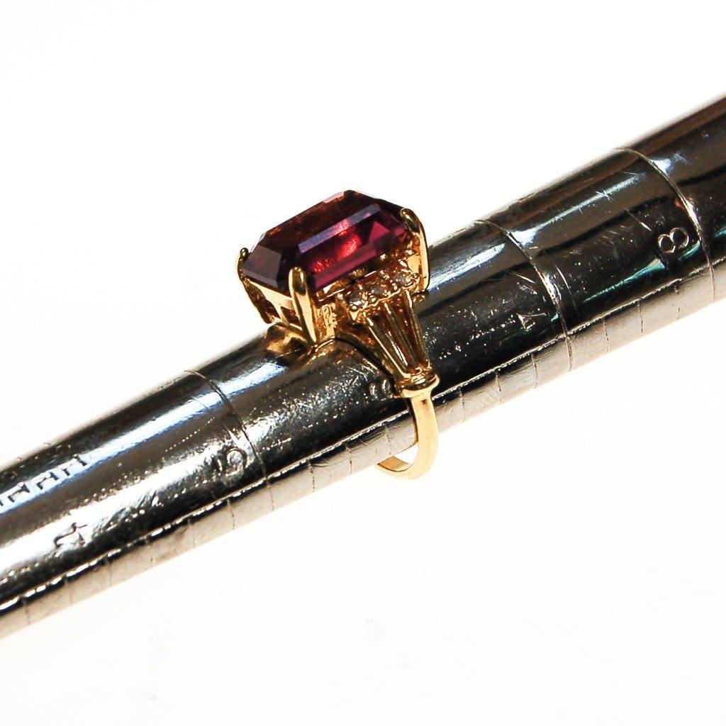 Amethyst CZ Cocktail Statement Ring, Emerald Cut, Gold Plated, CZ Accent Stones by unsigned - Vintage Meet Modern Vintage Jewelry - Chicago, Illinois - #oldhollywoodglamour #vintagemeetmodern #designervintage #jewelrybox #antiquejewelry #vintagejewelry