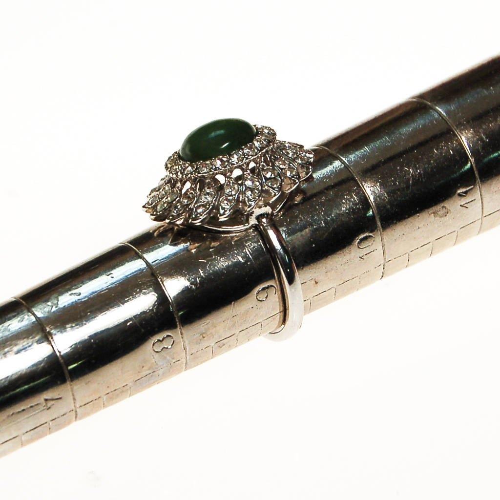 Huge CZ and Jade Cocktail Statement Ring, Cubic Zirconia by unsigned - Vintage Meet Modern Vintage Jewelry - Chicago, Illinois - #oldhollywoodglamour #vintagemeetmodern #designervintage #jewelrybox #antiquejewelry #vintagejewelry