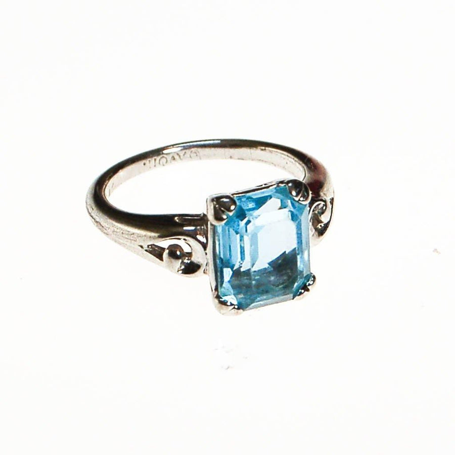 Emerald Cut Blue Topaz Ring by Avon by Avon - Vintage Meet Modern Vintage Jewelry - Chicago, Illinois - #oldhollywoodglamour #vintagemeetmodern #designervintage #jewelrybox #antiquejewelry #vintagejewelry