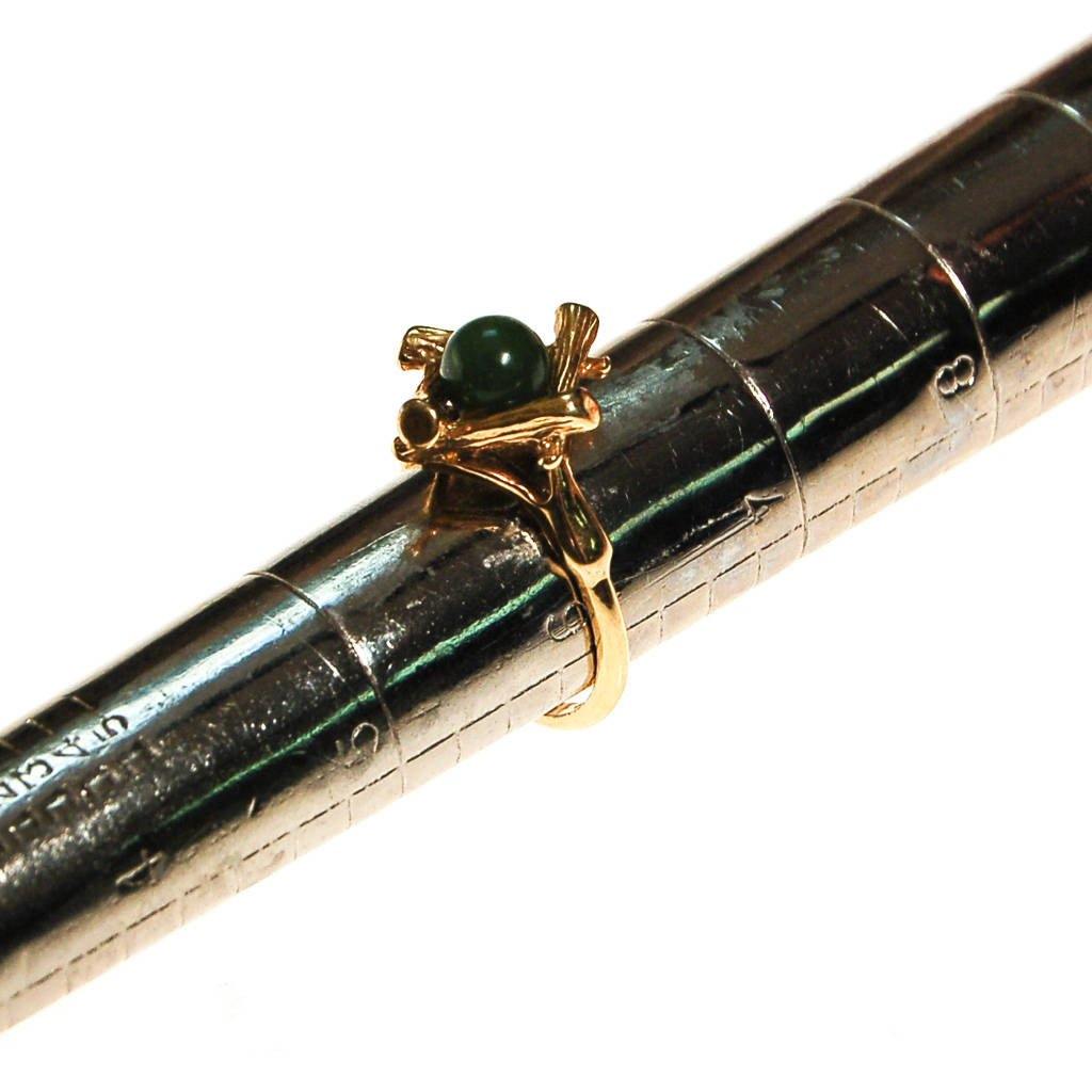 Jade Ring with Gold Bamboo Setting by unsigned - Vintage Meet Modern Vintage Jewelry - Chicago, Illinois - #oldhollywoodglamour #vintagemeetmodern #designervintage #jewelrybox #antiquejewelry #vintagejewelry