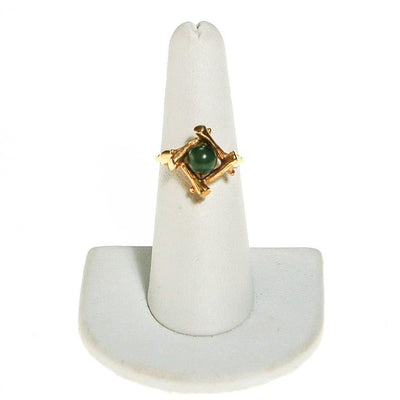 Jade Ring with Gold Bamboo Setting by unsigned - Vintage Meet Modern Vintage Jewelry - Chicago, Illinois - #oldhollywoodglamour #vintagemeetmodern #designervintage #jewelrybox #antiquejewelry #vintagejewelry