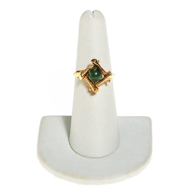 Jade Ring with Gold Bamboo Setting | Vintage Meet Modern Jewelry