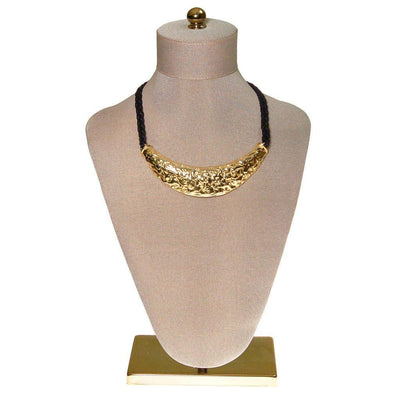 Cadoro Gold and Black Silk Cord Statement Necklace by Cadoro - Vintage Meet Modern Vintage Jewelry - Chicago, Illinois - #oldhollywoodglamour #vintagemeetmodern #designervintage #jewelrybox #antiquejewelry #vintagejewelry