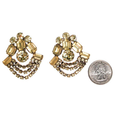 Lemon Citrine Yellow Rhinestone Statement Earrings by 1960s - Vintage Meet Modern Vintage Jewelry - Chicago, Illinois - #oldhollywoodglamour #vintagemeetmodern #designervintage #jewelrybox #antiquejewelry #vintagejewelry