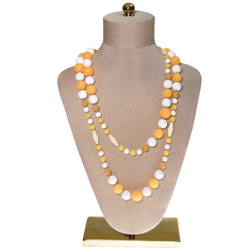 Joan Rivers Yellow and White Beaded Necklace by Joan Rivers - Vintage Meet Modern Vintage Jewelry - Chicago, Illinois - #oldhollywoodglamour #vintagemeetmodern #designervintage #jewelrybox #antiquejewelry #vintagejewelry