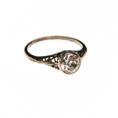 Edwardian Filigree Rhinestone Solitaire Engagement Ring by Edwardian - Vintage Meet Modern Vintage Jewelry - Chicago, Illinois - #oldhollywoodglamour #vintagemeetmodern #designervintage #jewelrybox #antiquejewelry #vintagejewelry