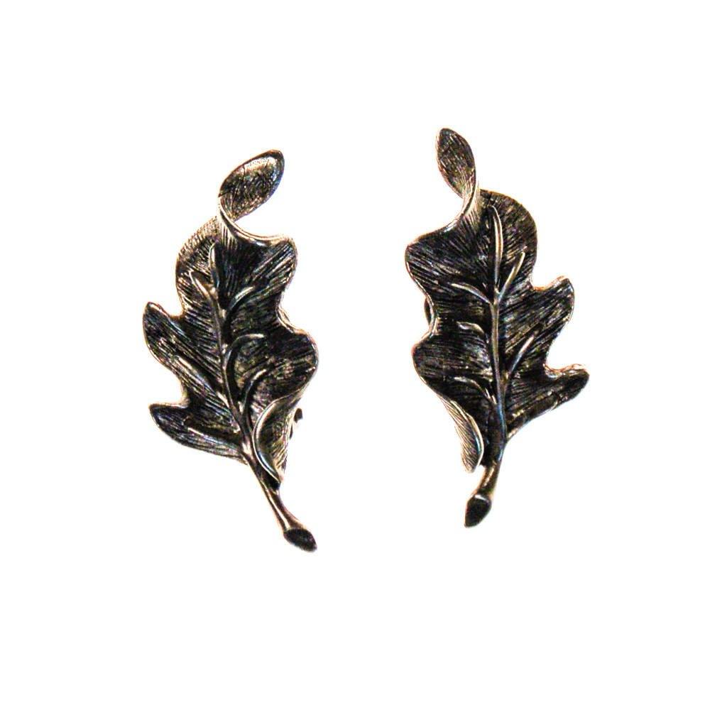 Oscar de la Renta Silver Leaf Earrings by Oscar de la Renta - Vintage Meet Modern Vintage Jewelry - Chicago, Illinois - #oldhollywoodglamour #vintagemeetmodern #designervintage #jewelrybox #antiquejewelry #vintagejewelry