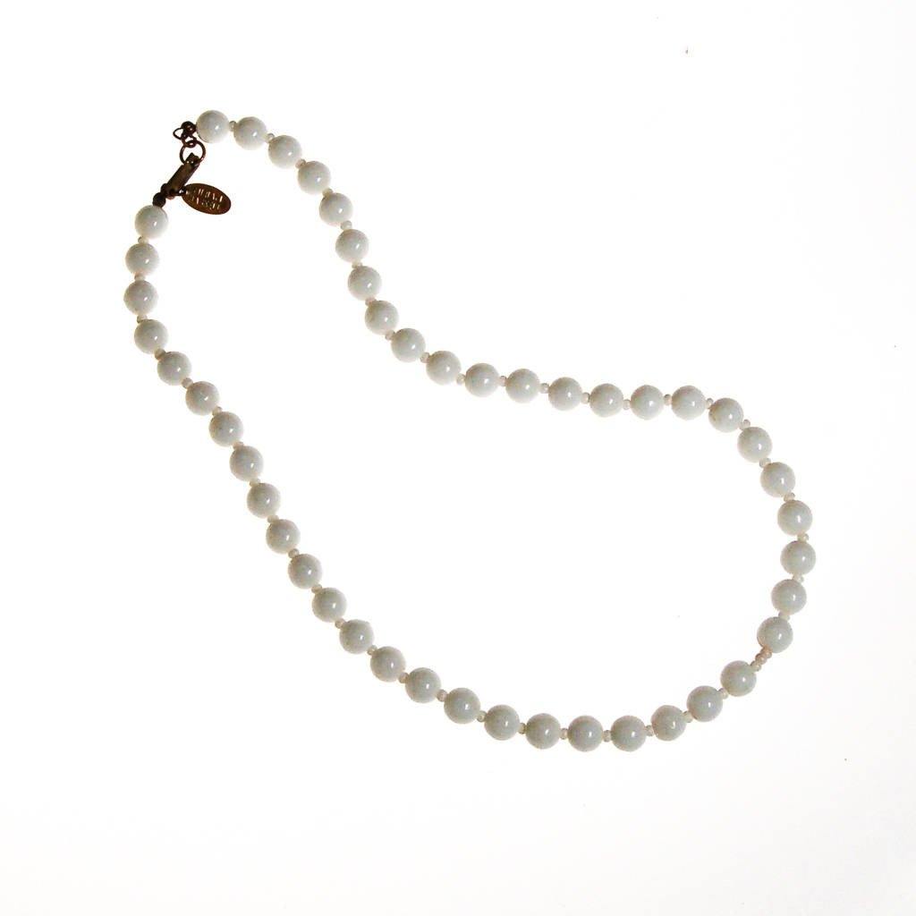 Miriam Haskell Milk Glass Beaded Necklace