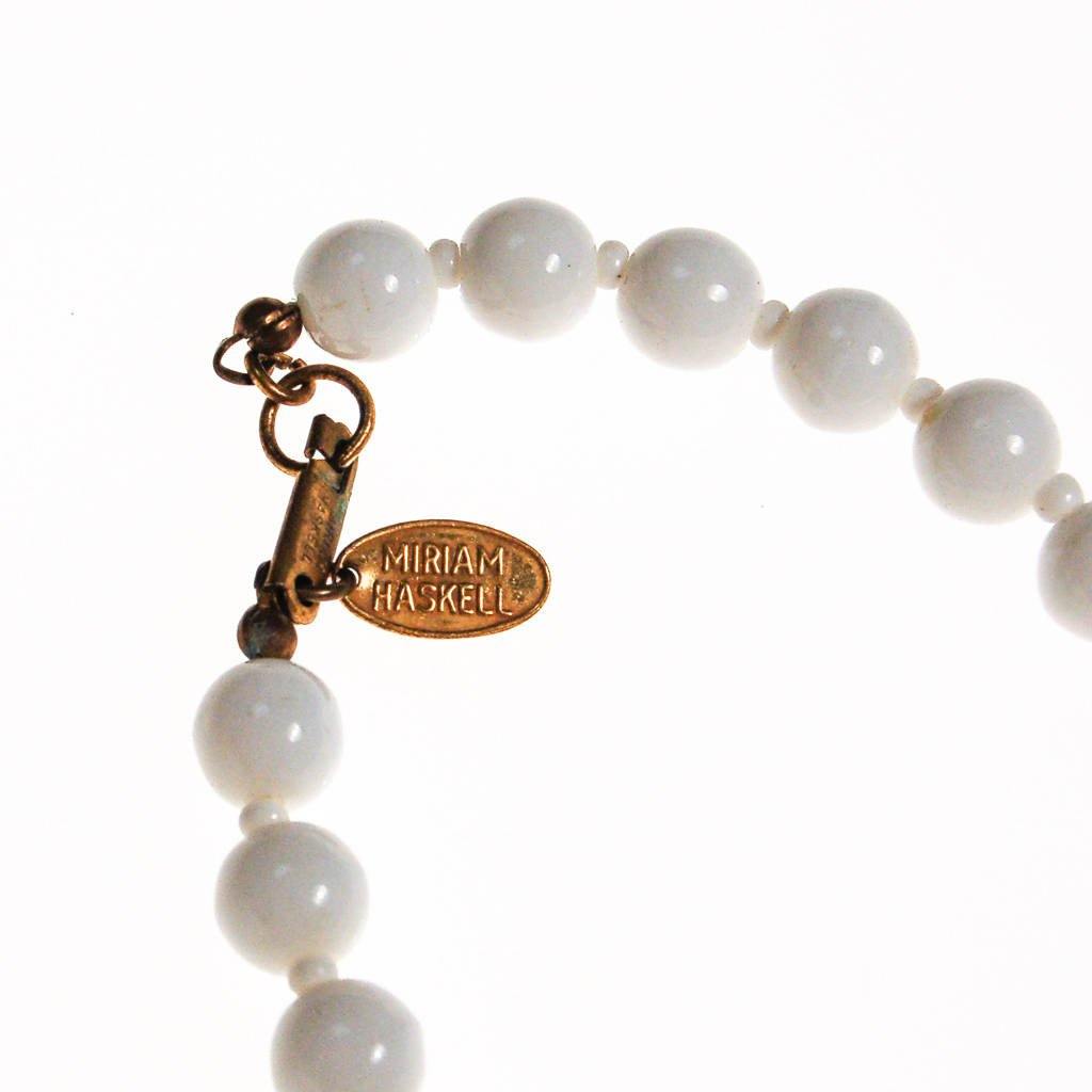 Miriam Haskell Milk Glass Beaded Necklace by Miriam Haskell - Vintage Meet Modern Vintage Jewelry - Chicago, Illinois - #oldhollywoodglamour #vintagemeetmodern #designervintage #jewelrybox #antiquejewelry #vintagejewelry