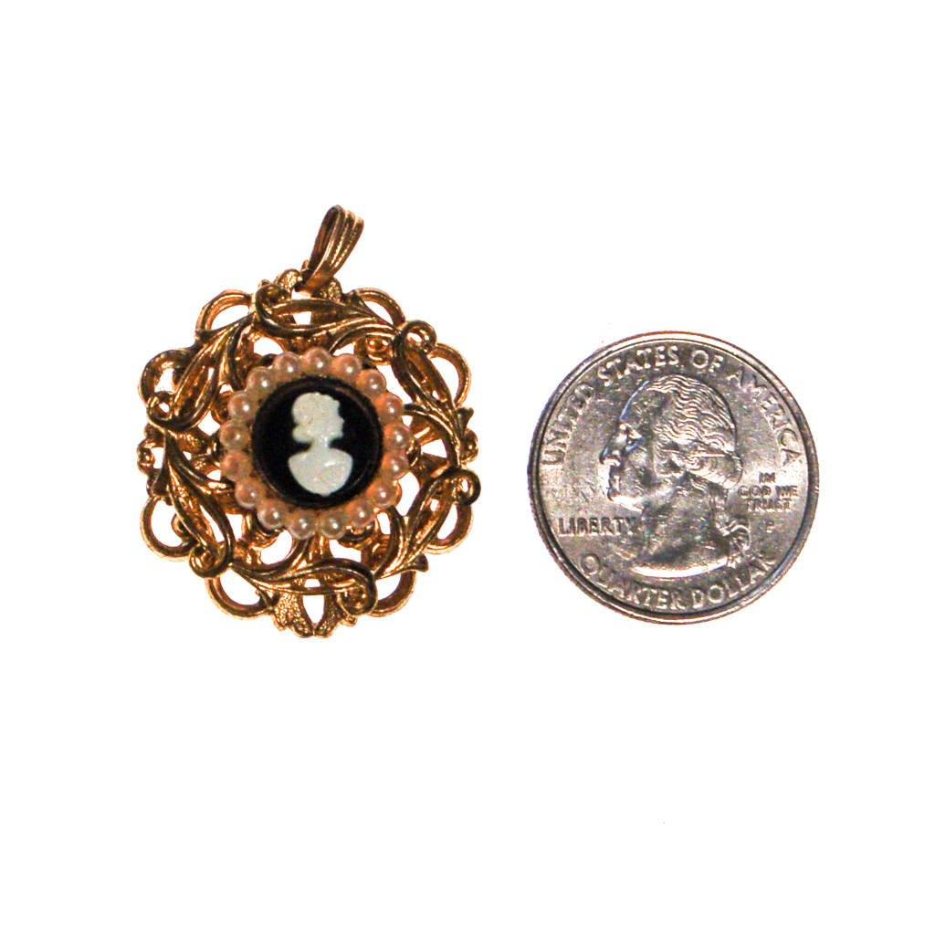Petite Gold Tone Cameo Pendant Necklace by West Germany - Vintage Meet Modern Vintage Jewelry - Chicago, Illinois - #oldhollywoodglamour #vintagemeetmodern #designervintage #jewelrybox #antiquejewelry #vintagejewelry