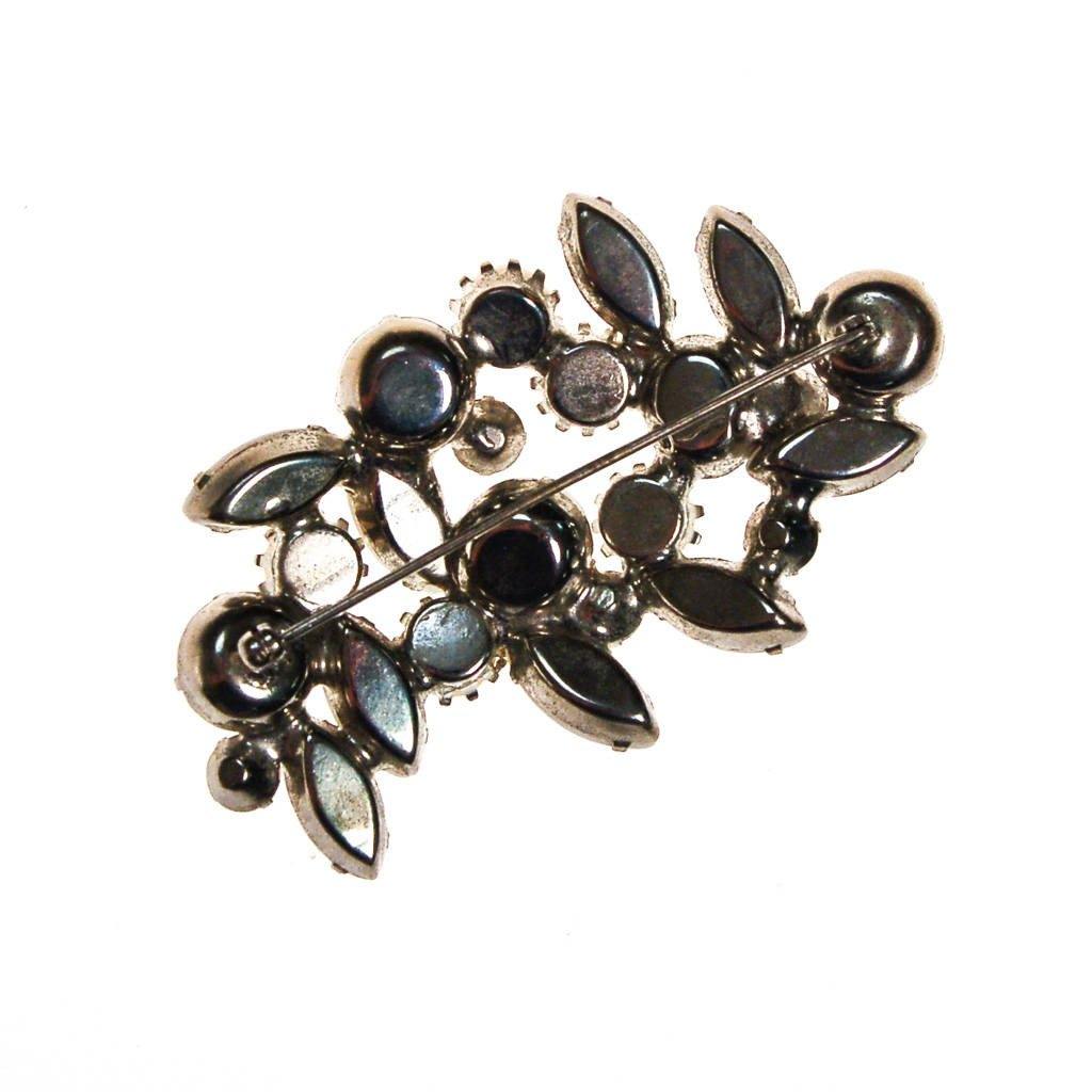 Milk Glass, Faux Pearls, and Aurora Borealis Rhinestone Brooch by 1950s - Vintage Meet Modern Vintage Jewelry - Chicago, Illinois - #oldhollywoodglamour #vintagemeetmodern #designervintage #jewelrybox #antiquejewelry #vintagejewelry