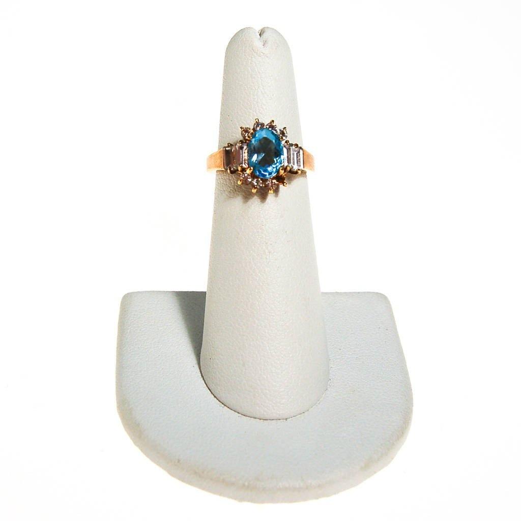 Blue Topaz and CZ Statement Ring by unsigned - Vintage Meet Modern Vintage Jewelry - Chicago, Illinois - #oldhollywoodglamour #vintagemeetmodern #designervintage #jewelrybox #antiquejewelry #vintagejewelry