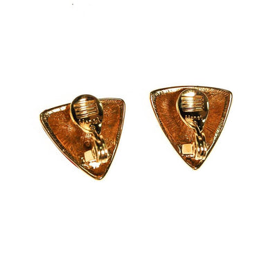 Monet Red and Gold Triangle Clip Earrings, Designer Vintage Jewelry by Monet - Vintage Meet Modern Vintage Jewelry - Chicago, Illinois - #oldhollywoodglamour #vintagemeetmodern #designervintage #jewelrybox #antiquejewelry #vintagejewelry