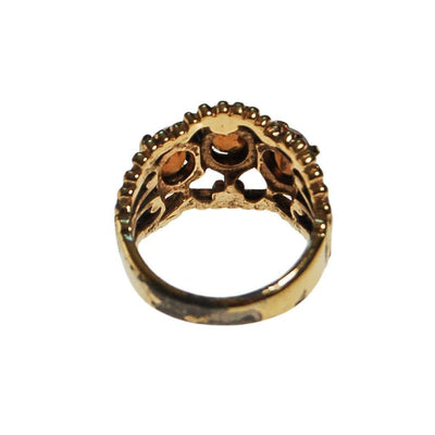 Smokey Topaz Crystal Three Stone Wide Band Ring by unsigned - Vintage Meet Modern Vintage Jewelry - Chicago, Illinois - #oldhollywoodglamour #vintagemeetmodern #designervintage #jewelrybox #antiquejewelry #vintagejewelry