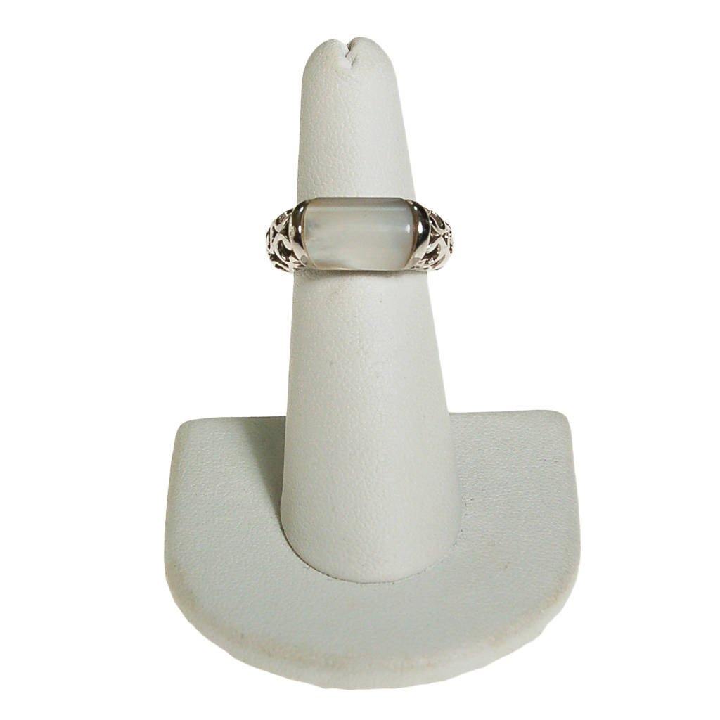 Mother of Pearl, Silver Filigree Cutwork, Band Ring, Ring Size 5.5 by unsigned - Vintage Meet Modern Vintage Jewelry - Chicago, Illinois - #oldhollywoodglamour #vintagemeetmodern #designervintage #jewelrybox #antiquejewelry #vintagejewelry