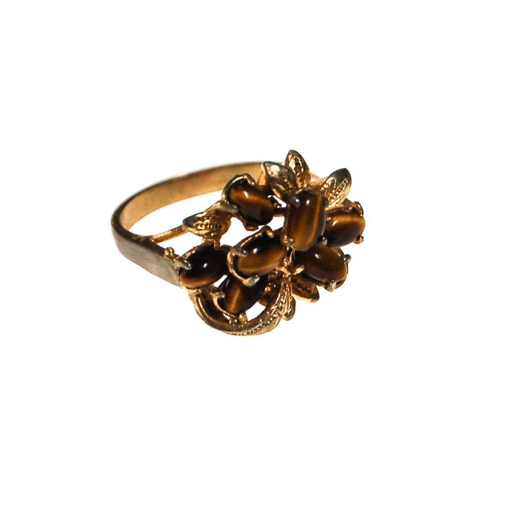 Tigers Eye Cluster Statement Ring by unsigned - Vintage Meet Modern Vintage Jewelry - Chicago, Illinois - #oldhollywoodglamour #vintagemeetmodern #designervintage #jewelrybox #antiquejewelry #vintagejewelry
