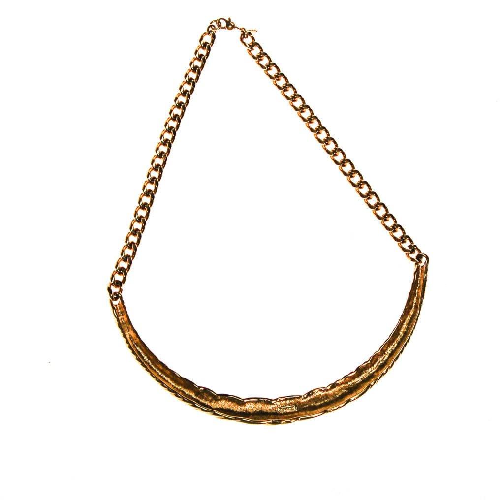 Monet Gold and Cream Enamel Collar Necklace by Monet - Vintage Meet Modern Vintage Jewelry - Chicago, Illinois - #oldhollywoodglamour #vintagemeetmodern #designervintage #jewelrybox #antiquejewelry #vintagejewelry