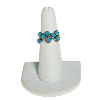 Silver Tone Turquoise Rhinestone Stacking Ring by unsigned - Vintage Meet Modern Vintage Jewelry - Chicago, Illinois - #oldhollywoodglamour #vintagemeetmodern #designervintage #jewelrybox #antiquejewelry #vintagejewelry