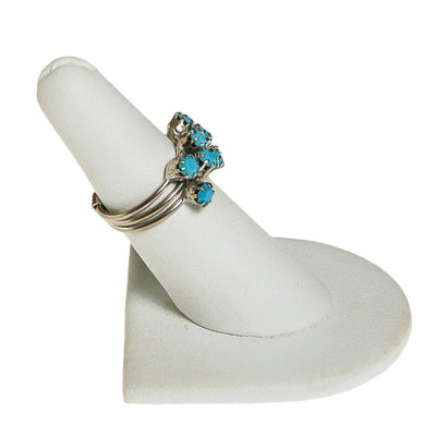 Silver Tone Turquoise Rhinestone Stacking Ring by unsigned - Vintage Meet Modern Vintage Jewelry - Chicago, Illinois - #oldhollywoodglamour #vintagemeetmodern #designervintage #jewelrybox #antiquejewelry #vintagejewelry