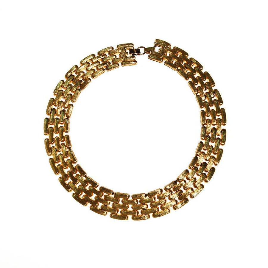 Givenchy Couture Wide Gold Flat Link Chain Necklace by Givenchy - Vintage Meet Modern Vintage Jewelry - Chicago, Illinois - #oldhollywoodglamour #vintagemeetmodern #designervintage #jewelrybox #antiquejewelry #vintagejewelry