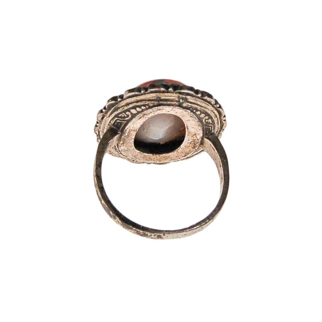 Sterling Silver and Fire Opal Statement Ring by Art Deco - Vintage Meet Modern Vintage Jewelry - Chicago, Illinois - #oldhollywoodglamour #vintagemeetmodern #designervintage #jewelrybox #antiquejewelry #vintagejewelry