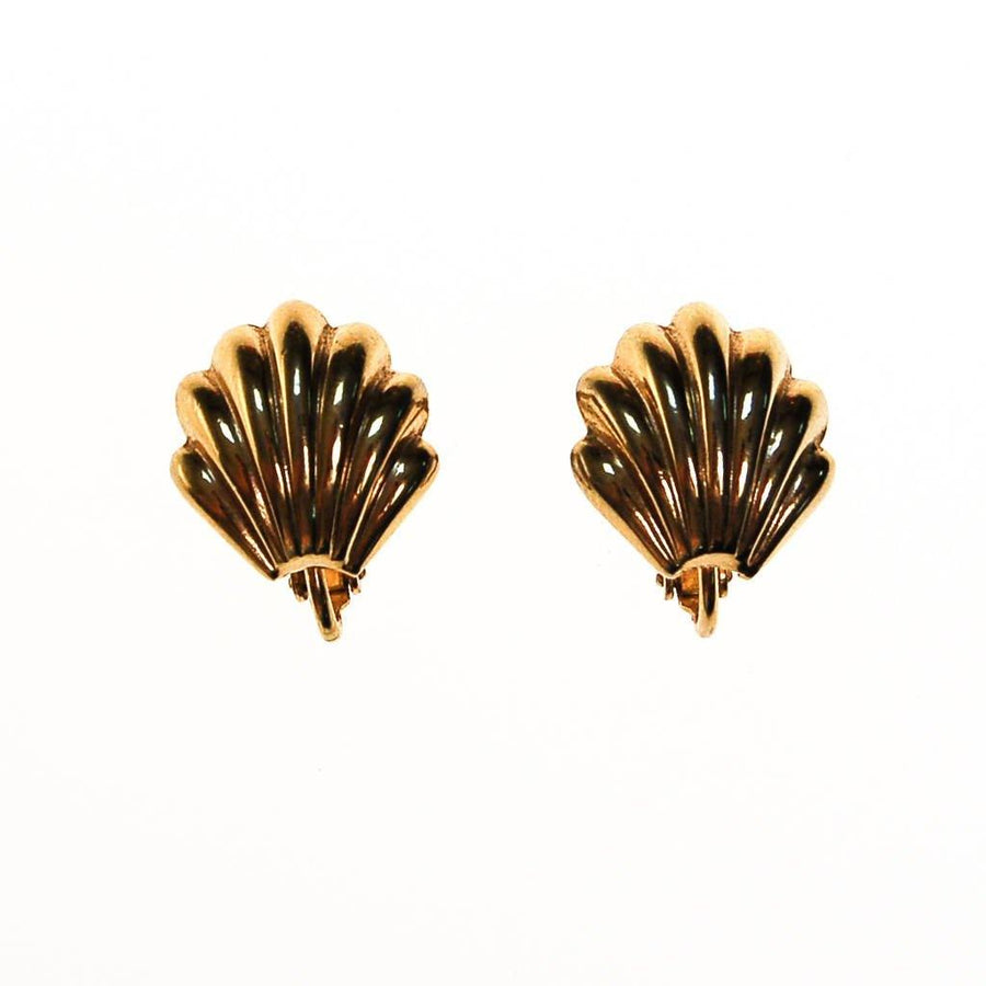Napier Gold Shell Earrings by Napier - Vintage Meet Modern Vintage Jewelry - Chicago, Illinois - #oldhollywoodglamour #vintagemeetmodern #designervintage #jewelrybox #antiquejewelry #vintagejewelry