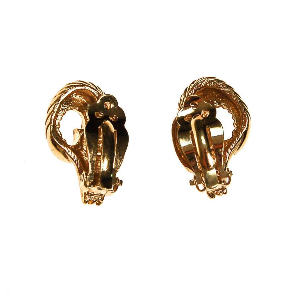 KJL Gold Ram Earrings, Clip-On by KJL for Avon - Vintage Meet Modern Vintage Jewelry - Chicago, Illinois - #oldhollywoodglamour #vintagemeetmodern #designervintage #jewelrybox #antiquejewelry #vintagejewelry