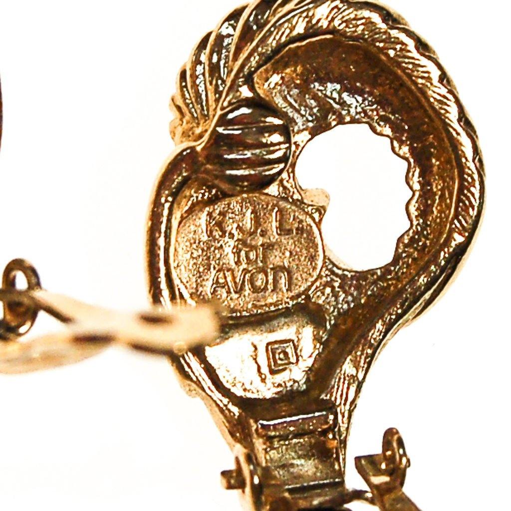 KJL Gold Ram Earrings, Clip-On by KJL for Avon - Vintage Meet Modern Vintage Jewelry - Chicago, Illinois - #oldhollywoodglamour #vintagemeetmodern #designervintage #jewelrybox #antiquejewelry #vintagejewelry