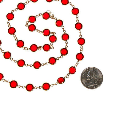 Swarovski Red Bezel Set Crystal Necklace, Collet Set, Open Back, Chicklet by Swarovski - Vintage Meet Modern Vintage Jewelry - Chicago, Illinois - #oldhollywoodglamour #vintagemeetmodern #designervintage #jewelrybox #antiquejewelry #vintagejewelry