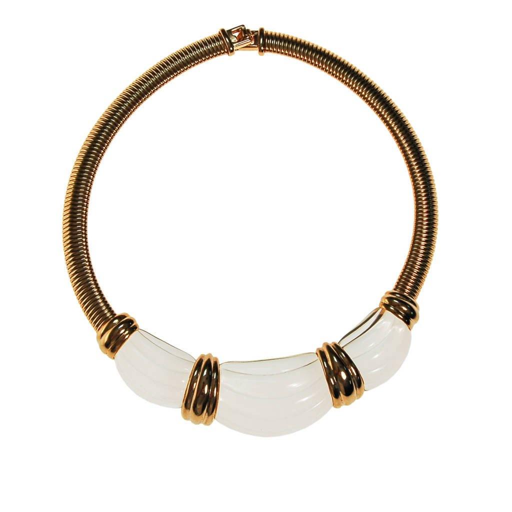 Rare Givenchy Couture Lucite and Gold Collar Necklace by Givenchy - Vintage Meet Modern Vintage Jewelry - Chicago, Illinois - #oldhollywoodglamour #vintagemeetmodern #designervintage #jewelrybox #antiquejewelry #vintagejewelry