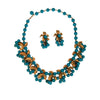 Kramer Turquoise Beads and Gold Leaves Necklace and Earrings Set by Kramer - Vintage Meet Modern Vintage Jewelry - Chicago, Illinois - #oldhollywoodglamour #vintagemeetmodern #designervintage #jewelrybox #antiquejewelry #vintagejewelry