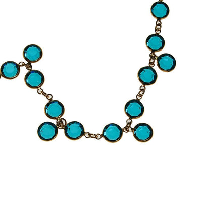 Crystal Bead Necklace, Aqua Bezel Set by unsigned - Vintage Meet Modern Vintage Jewelry - Chicago, Illinois - #oldhollywoodglamour #vintagemeetmodern #designervintage #jewelrybox #antiquejewelry #vintagejewelry