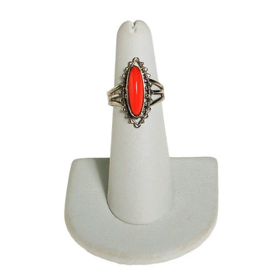 Faux Coral Statement Ring, Silver Tone by unsigned - Vintage Meet Modern Vintage Jewelry - Chicago, Illinois - #oldhollywoodglamour #vintagemeetmodern #designervintage #jewelrybox #antiquejewelry #vintagejewelry