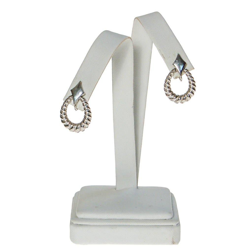 Crown Trifari Silver Cable Style Drop Earrings by Crown Trifari - Vintage Meet Modern Vintage Jewelry - Chicago, Illinois - #oldhollywoodglamour #vintagemeetmodern #designervintage #jewelrybox #antiquejewelry #vintagejewelry