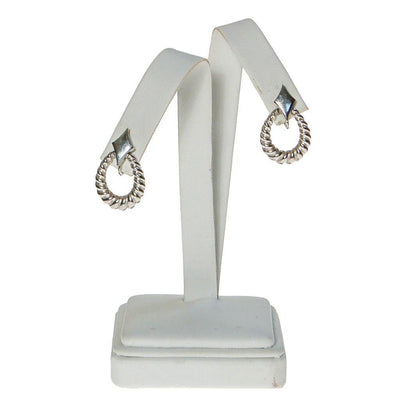 Crown Trifari Silver Cable Style Drop Earrings by Crown Trifari - Vintage Meet Modern Vintage Jewelry - Chicago, Illinois - #oldhollywoodglamour #vintagemeetmodern #designervintage #jewelrybox #antiquejewelry #vintagejewelry