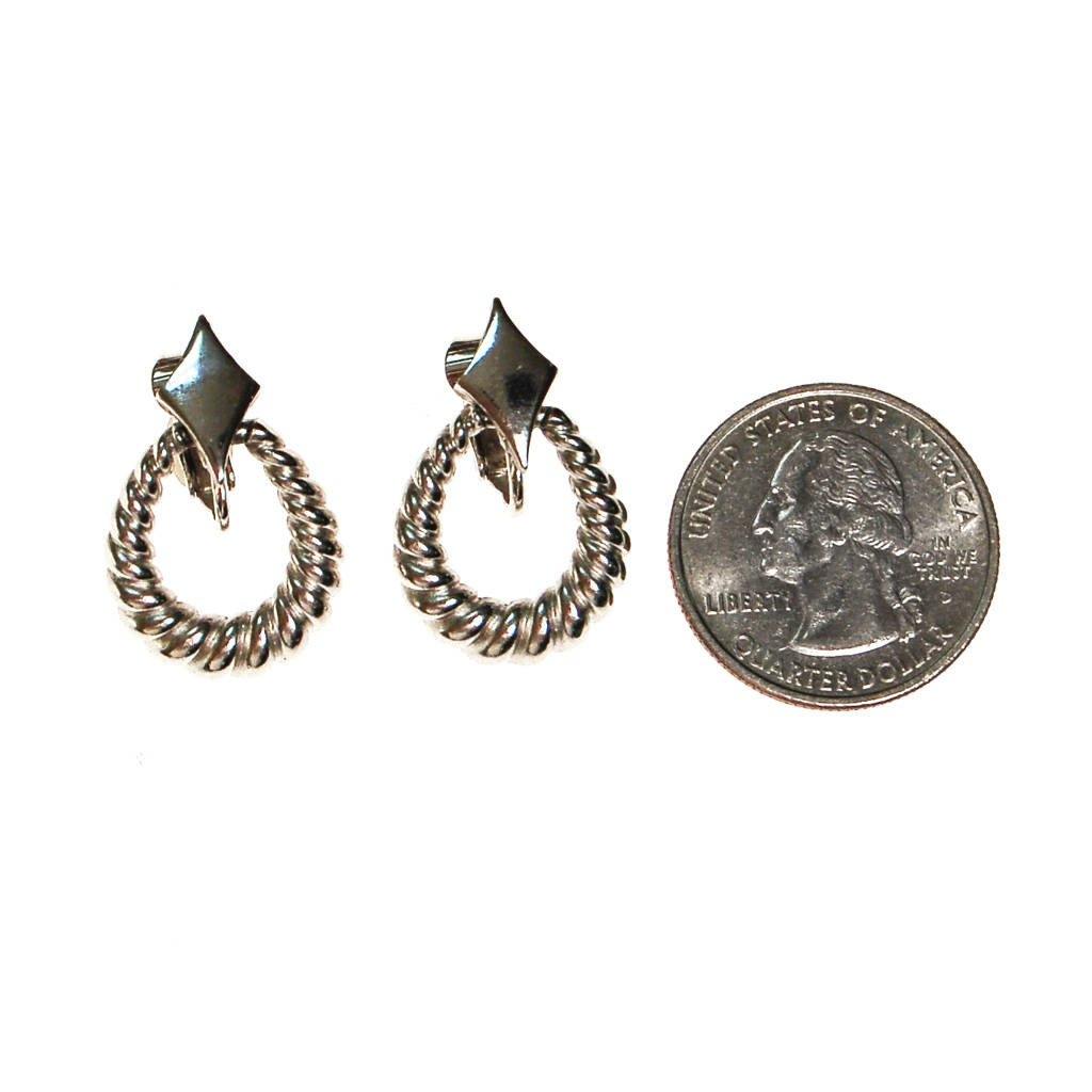 Crown Trifari Silver Cable Style Drop Earrings by Crown Trifari - Vintage Meet Modern Vintage Jewelry - Chicago, Illinois - #oldhollywoodglamour #vintagemeetmodern #designervintage #jewelrybox #antiquejewelry #vintagejewelry