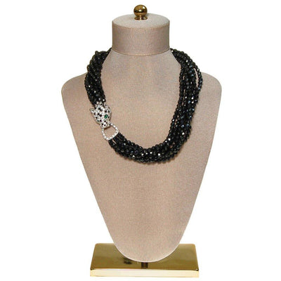 Kenneth Lane  Vintage Panther Collection Black Jet Torsade Necklace by Kenneth Jay Lane - Vintage Meet Modern Vintage Jewelry - Chicago, Illinois - #oldhollywoodglamour #vintagemeetmodern #designervintage #jewelrybox #antiquejewelry #vintagejewelry