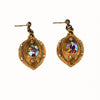 Gold Tone Drop Earrings with Rainbow Rhinestones by Aurora Borealis - Vintage Meet Modern Vintage Jewelry - Chicago, Illinois - #oldhollywoodglamour #vintagemeetmodern #designervintage #jewelrybox #antiquejewelry #vintagejewelry